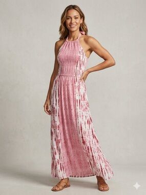 JAPNA  Pink Tie-Dye Halter Maxi Dress - Brand